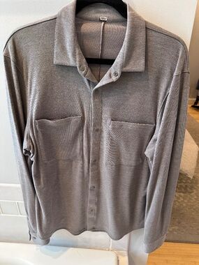 Lululemon Athletic, Soft Knit Overshirt in Khaki